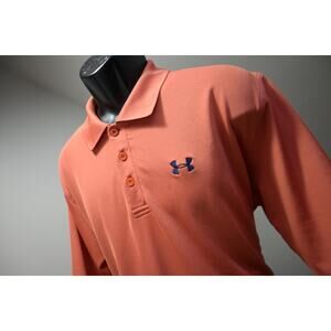 Under Armour Golf Polo Performance HeatGear Loose Orange Shirt Mens Sz XL